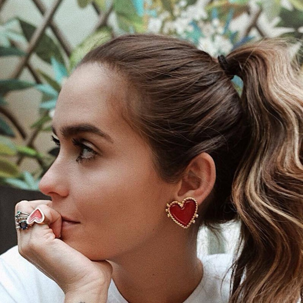 Sardella Red Heart Shaped Fashion Stud Earrings 16$